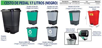 Botes de basura Sablon con pedal de 17lts