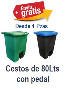 Botes de basura Sablon con pedal de 80lts